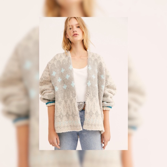 FREE PEOPLE Winter Wonderland Sweater Cardigan NWT - Picture 3 of 13